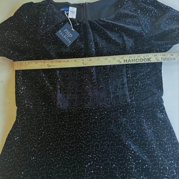 RSVP Talbots Dress Velvet Sequin MIDI Black NWT size 12. Perfect for holidays - Picture 5 of 7